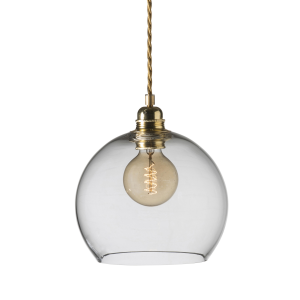 Rowan hanglamp M, Ø 22 cm. clear - gold cord
