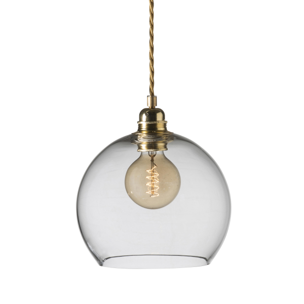 Rowan hanglamp M, Ø 22 cm. clear - gold cord