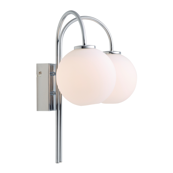 Ballon wandlamp duo wit-chroom