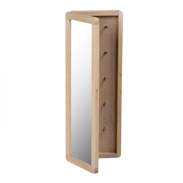 Nordiq Metro Key Cabinet - Houten sleutelkastjeeiken whitewash sleutelkastje met spiegel