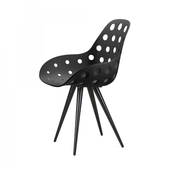 Kubikoff Angel stoel - Dimple holes - Zwart onderstel- Design kuipstoel