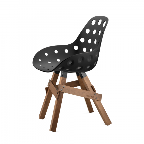 Kubikoff Icon stoel - Dimple holes - Walnoten onderstel- Design kuipstoel