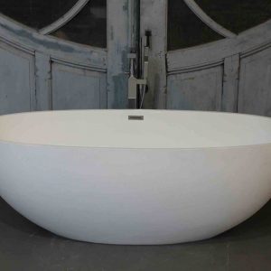 Luca Vasca vrijstaand bad 180x80cm ovaal Solid Surface mat wit