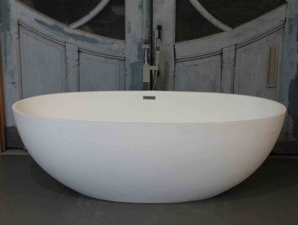 Luca Vasca vrijstaand bad 180x80cm ovaal Solid Surface mat wit