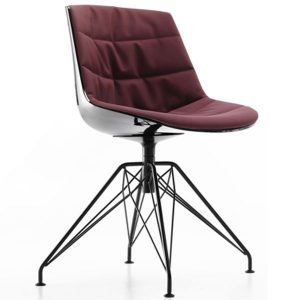 MDF Italia Flow Chair gestoffeerde stoel met grijs LEM onderstel witte kuip Londra burgundy