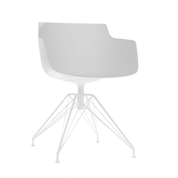 MDF Italia Flow Slim Armchair stoel met wit LEM onderstel