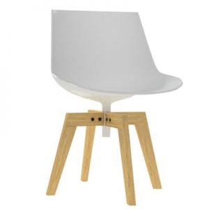 MDF Italia Flow Chair stoel met naturel eiken onderstel wit