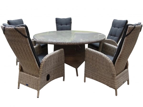 Riccione Menorca dining tuinset 150 cm verstelbaar 6-delig kobo grijs