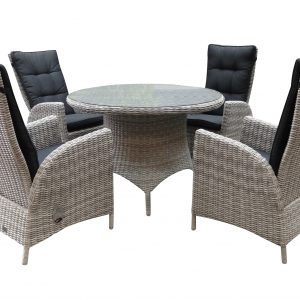 Riccione Menorca dining tuinset 110 cm verstelbaar 5-delig wit grijs