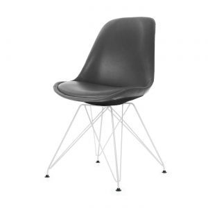 Essence Metal stoel - Kunstleren zitting - Wit onderstel - Retro kuipstoel - als Butik Consilium Chrome, Ozzy