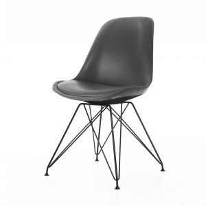 Essence Metal stoel - Kunstleren zitting - Zwart onderstel - kuipstoel ? retro - als Butik Consilium Chrome, Ozzy