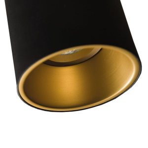 Modular Lotis Tubed plafondlamp zwart goudkleurige binnenkant