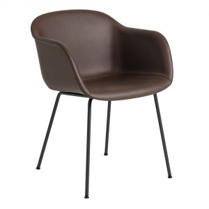 Muuto Fiber Tube gestoffeerde stoel Prescott Leather chocolate