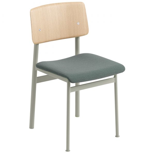 Muuto Loft gestoffeerde stoel dusty green/eiken Steelcut Trio 966