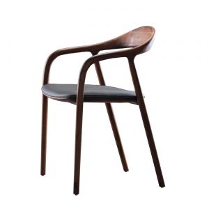 Artisan Neva Chair - Houten eetkamerstoel met armleuning - Leer - Massief hout