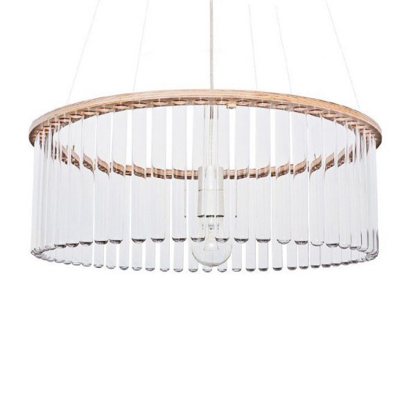 Pani Jurek Maria SC single hanglamp naturel - Lamp / Kroonluchter met reageerbuisjes, botanische stijl