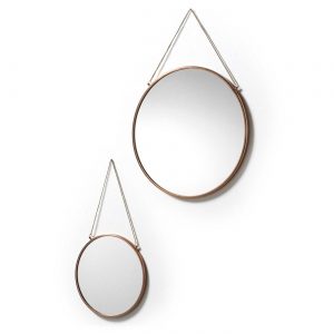 LaForma Niko Mirror - Ronde wandspiegel (set van 2) - Koper -