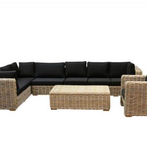 Nissah XL hoek loungeset links 5-delig naturel rotan