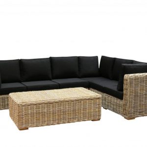 Nissah XL hoek loungeset rechts 3-delig naturel rotan