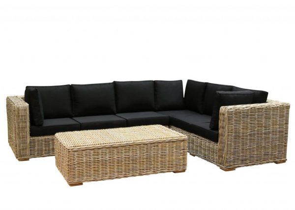 Nissah XL hoek loungeset rechts 3-delig naturel rotan