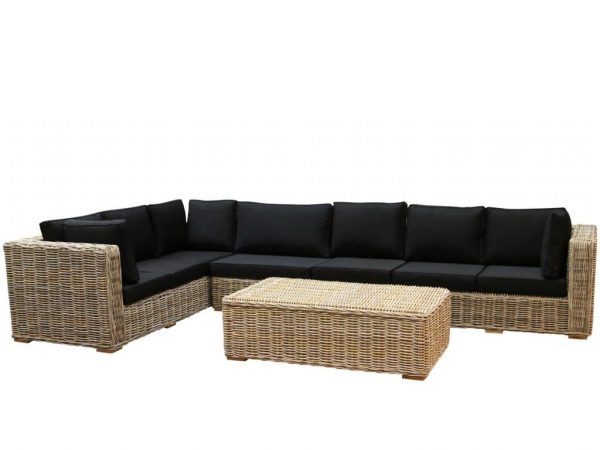 Nissah XL hoek loungeset links 4-delig naturel rotan