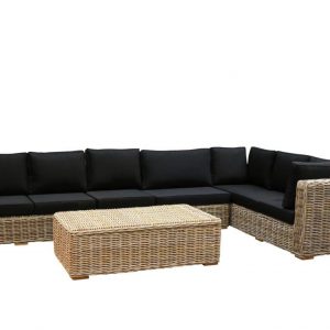 Nissah XL hoek loungeset rechts 4-delig naturel rotan