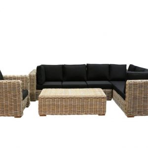 Nissah XL hoek loungeset rechts 4-delig naturel rotan