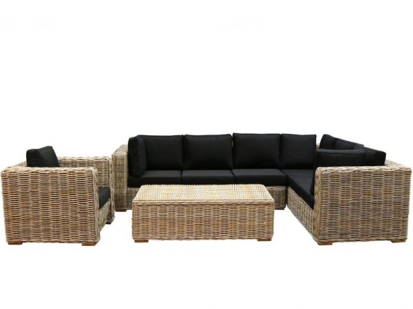 Nissah XL hoek loungeset rechts 4-delig naturel rotan