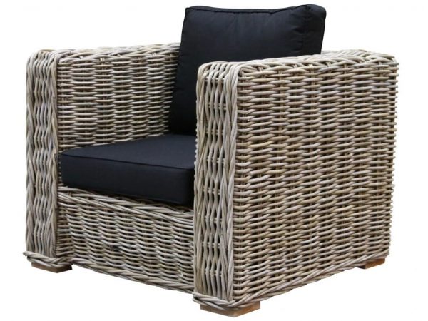 Nissah lounge stoel natural rotan + black