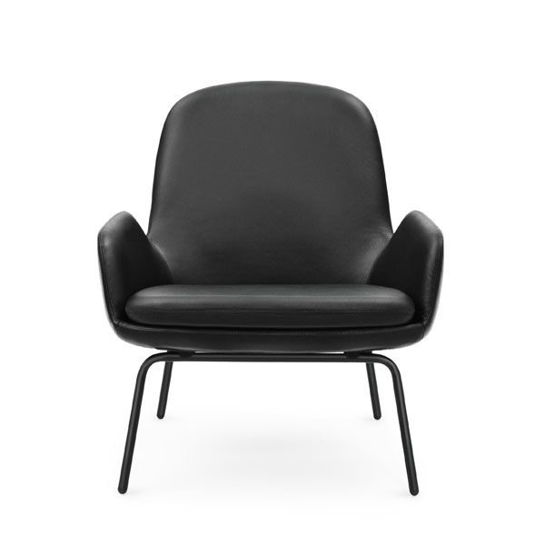 Normann Copenhagen Era Lounge Chair Low loungestoel met zwart stalen onderstel Leder Tango zwart
