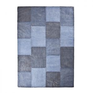 By-Boo vloerkleed 'Patchwork Mono' 200 x 290cm, kleur blauw