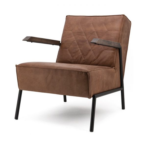 Eleonora Fauteuil 'Wiebe' Leder, kleur cognac