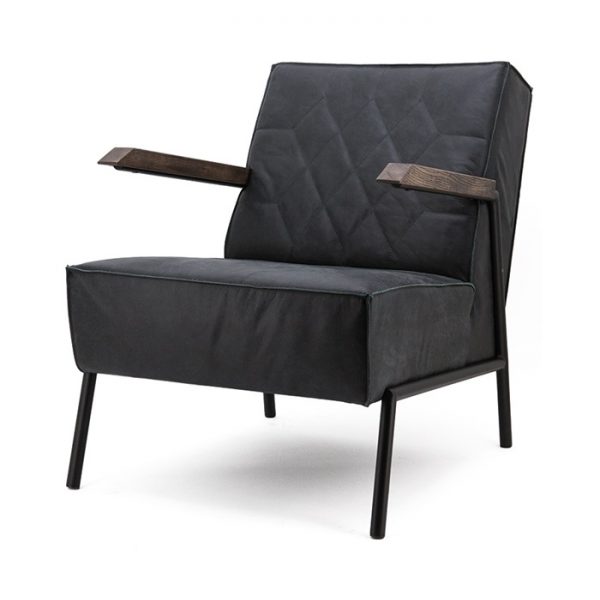 Eleonora Fauteuil 'Wiebe' Leder, kleur zwart