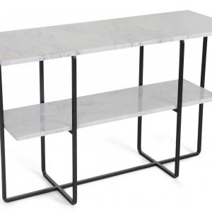 OX Denmarq Council bijzettafel 122x45 zwart frame - wit marmer