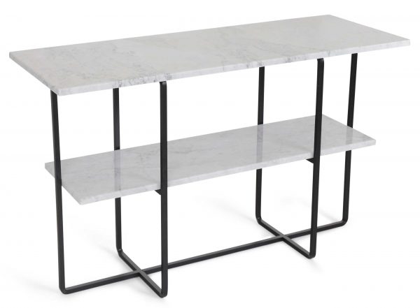 OX Denmarq Council bijzettafel 122x45 zwart frame - wit marmer