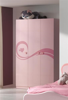 Draaideurkast Linda - 120 x 200 x 57,6 cm (3 deuren) - Roze