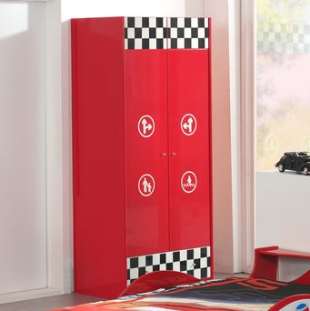 Draaideurkast Mike - 90 x 190 x 56 cm (2 deuren) - Rood