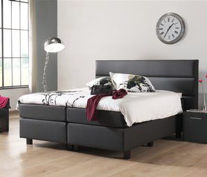 Vlakke boxspring Preston Wave - 140 x 200 cm - Crevani donkerbruin