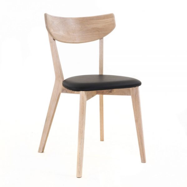 Nordiq Ami chair | Whitewashed Oak | Zwart kussen - retro design - stoel - whitewash