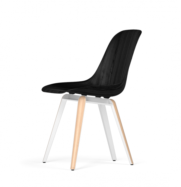 Kubikoff Slice stoel - W9 Side Chair Shell - Wit met eiken onderstel -