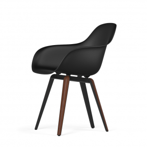 Kubikoff Slice stoel - V9 Armshell - Zwart met walnoten onderstel -