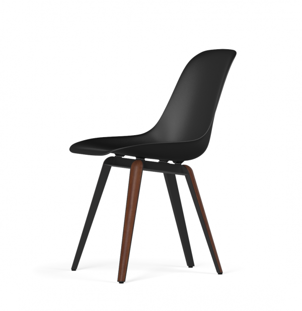 Kubikoff Slice stoel - V9 Side Chair Shell - Zwart met walnoten onderstel -