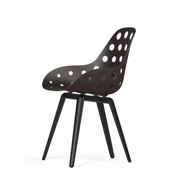 Kubikoff Slice stoel - Dimple Holes - Zwart met zwarthout onderstel -