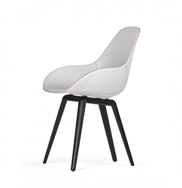 Kubikoff Slice stoel - Dimple Tailored shell - Leer - Zwart met zwarthout onderstel -