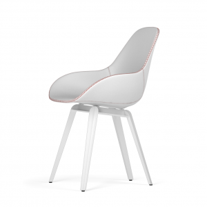 Kubikoff Slice stoel - Dimple Tailored shell - Leer - Wit onderstel -