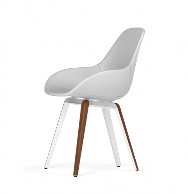 Kubikoff Slice stoel - Dimple POP shell - Kunstleer - Wit met walnoten onderstel -