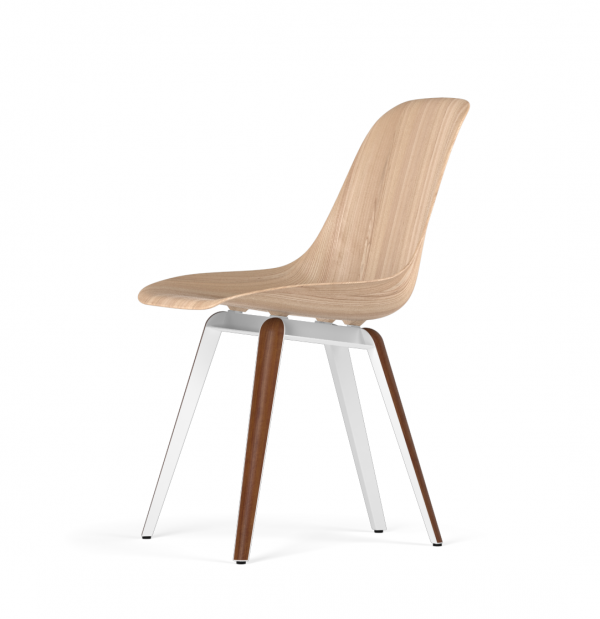 Kubikoff Slice stoel - W9 Side Chair Shell - Wit met walnoten onderstel -