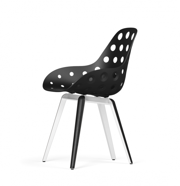 Kubikoff Slice stoel - Dimple Holes - Wit met zwarthout onderstel -