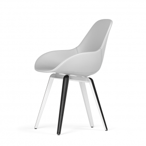 Kubikoff Slice stoel - Dimple POP shell - Kunstleer - Wit met zwarthout onderstel -