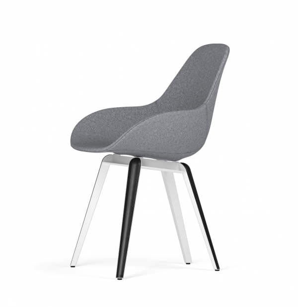 Kubikoff Slice stoel - Dimple POP shell - Stof - Wit met zwarthout onderstel -